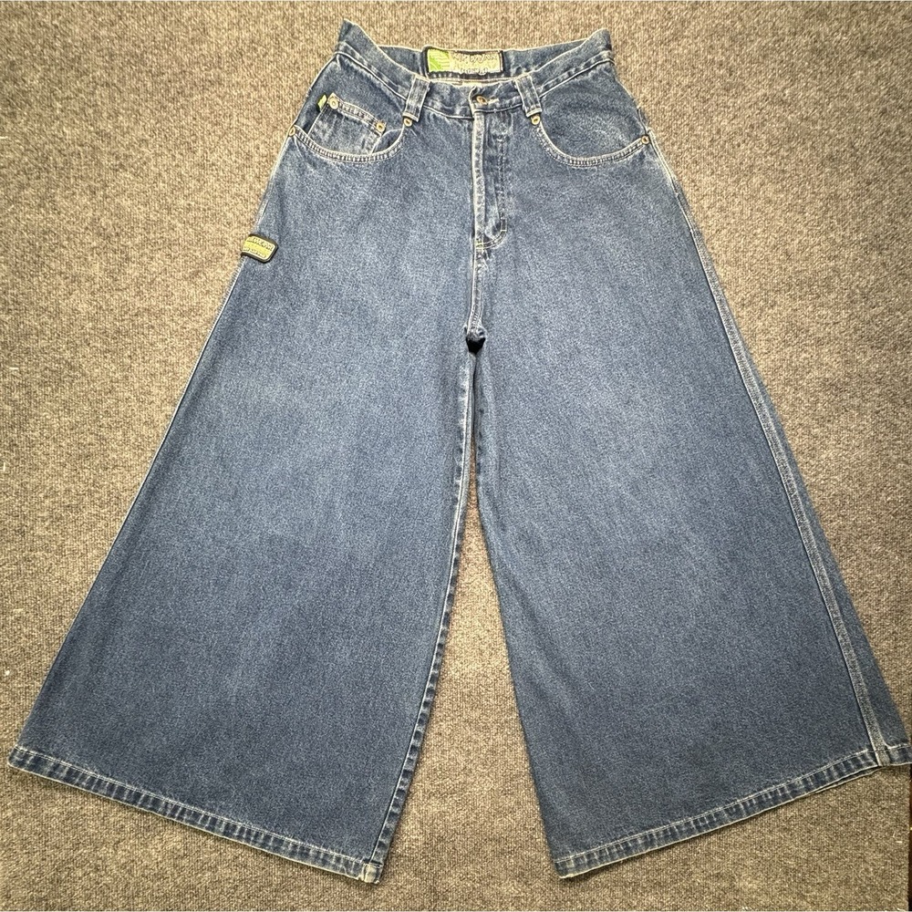 VTG Kik Wear Hydraulics Wide Leg Baggy Rave Jeans USA 29x29 37in Leg Opening